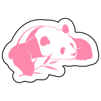 Panda And His Bamboo Sticker (Pink)